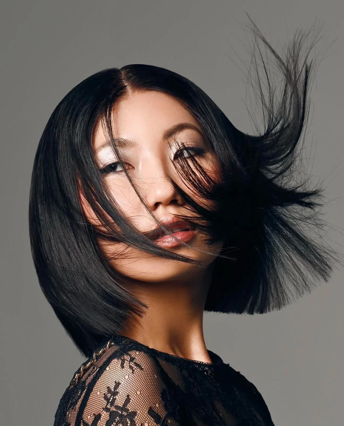 Glossy dark bob